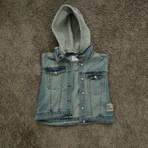 Ci Sono Light Blue Denim vest with Gray Hood